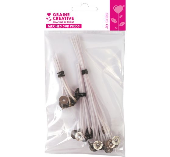 Waxed candle wicks with metal base, 3 different sizes