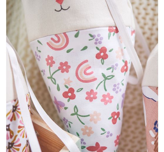 Cotton fabric "Flowers, rainbows and butterflies"