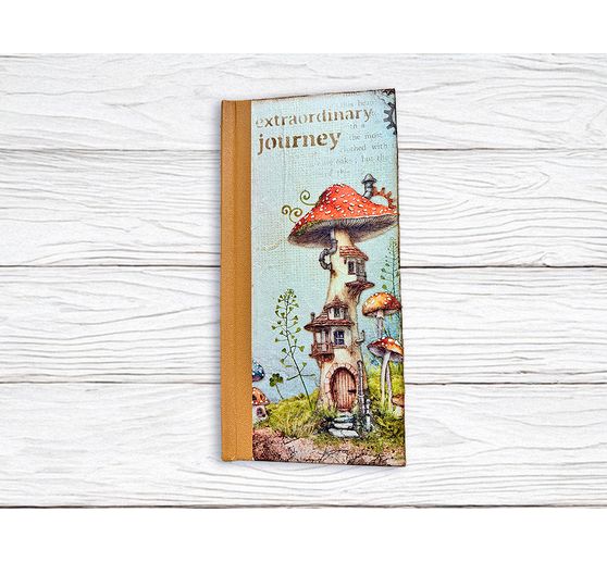 Slámová hedvábí s motivem "Hidden Grove - Houbové domy"