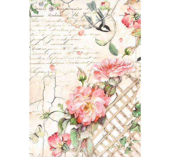 Motif straw silk backgrounds "House of Roses"