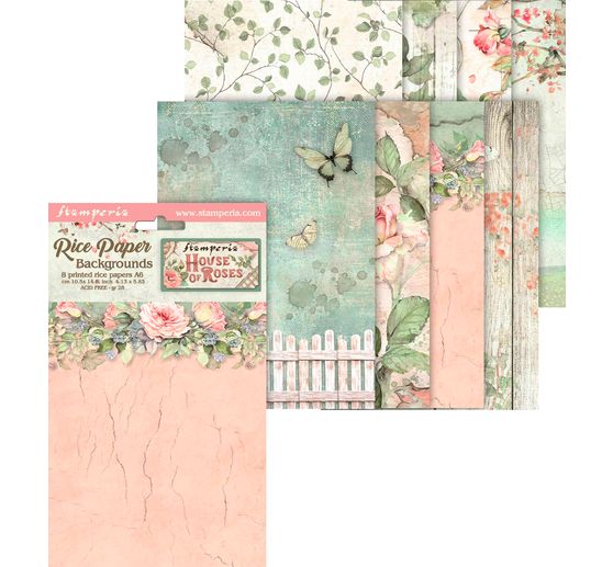 Motif straw silk backgrounds "House of Roses"