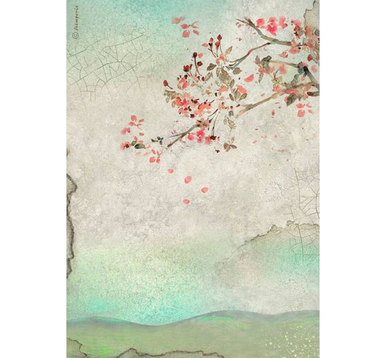 Motif straw silk "House of Roses - Branch"