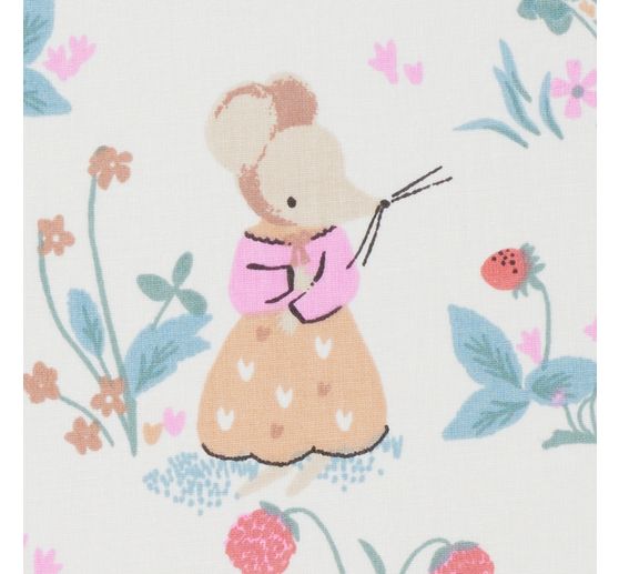 Cotton fabric "Garden mice"