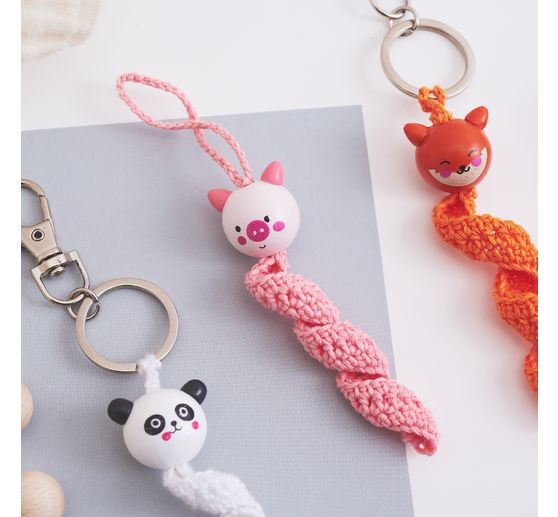 Wooden balls with face "Cute Animals", 10 pcs.