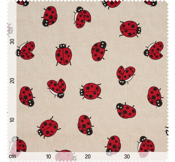 Motif fabric linen look "Ladybird"