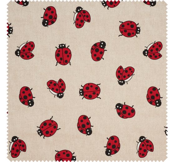 Motif fabric linen look "Ladybird"