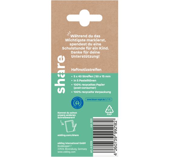 share sticky note strips, 5x40 sheets