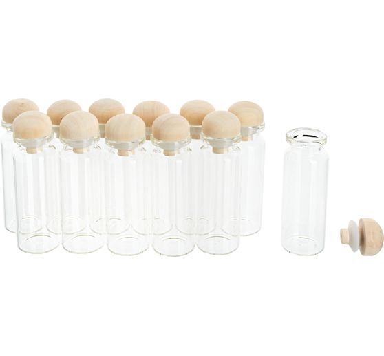 VBS Glass jars with wooden stopper, approx., 12 pcs.