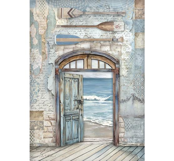 Slámová hedvábí s motivem "Tiché moře - Dveře k moři"