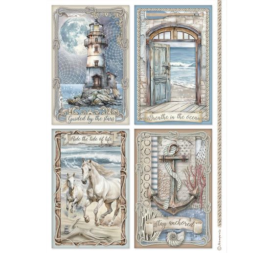 Slámová hedvábí s motivem "Tiché moře - karty"