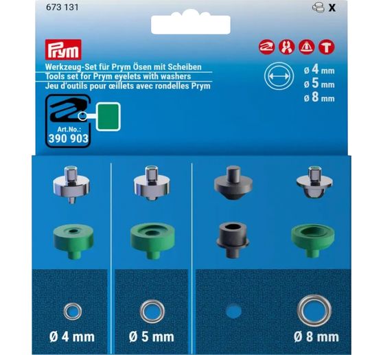 Prym Tool set for Prym eyelets with discs, 4, 5 and 8 mm