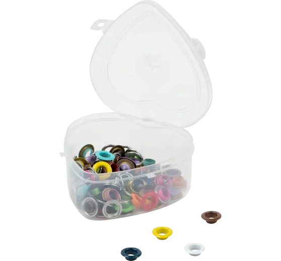 Prym Eyelets with discs Coloured, Ø 8 mm, in heart box