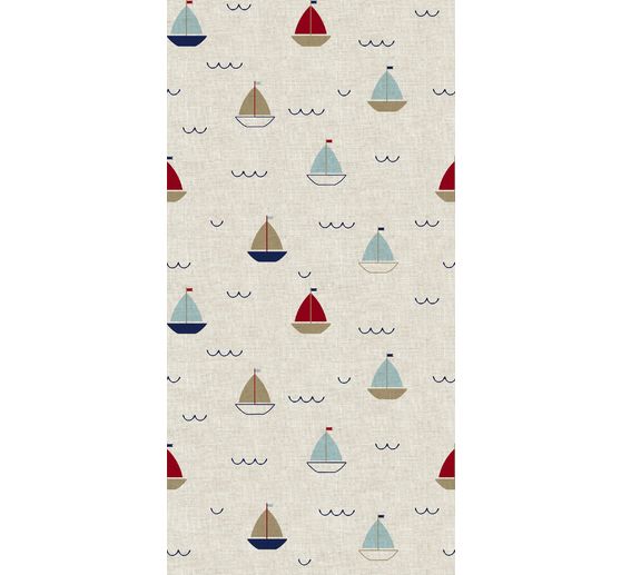 Decoration fabric linen optics "Sailboats"