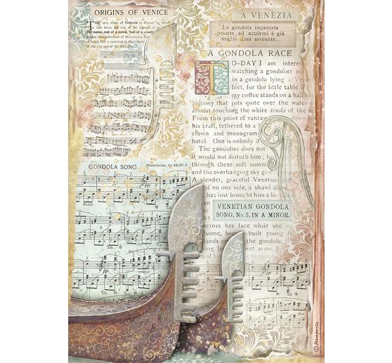 Motif straw silk "Venice City of Art - Gondola"