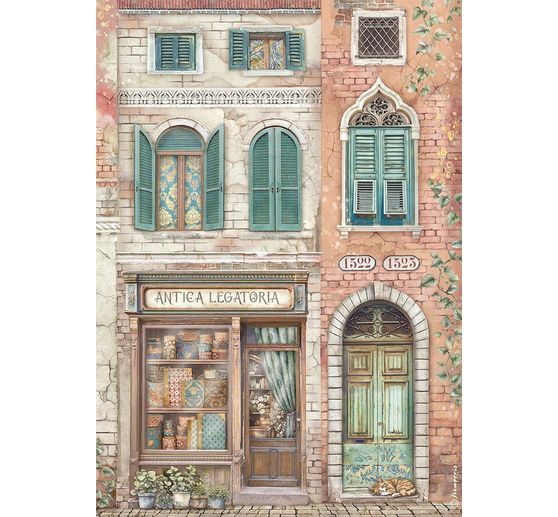 slámová hedvábí s motivem "Benátky město umění - Legatoria"