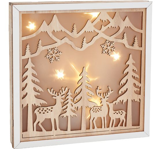 VBS dřevěná stavebnice s motivem rámu "Jelen v lese", včetně LED diody