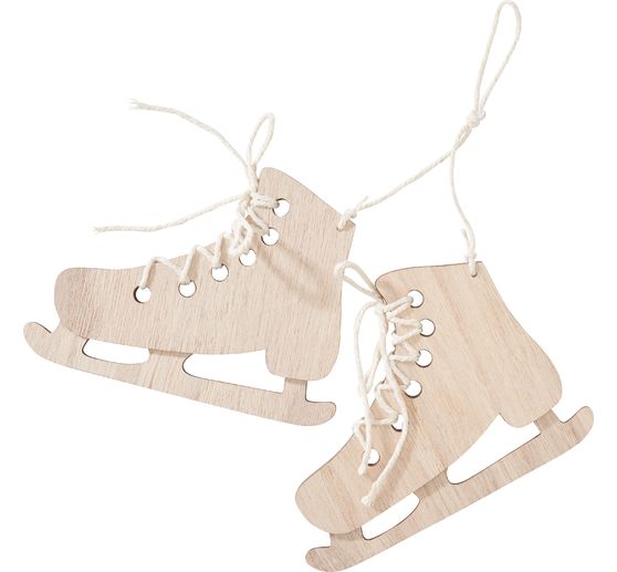 VBS Wooden decoration pendant "Ice skates", 2 pieces