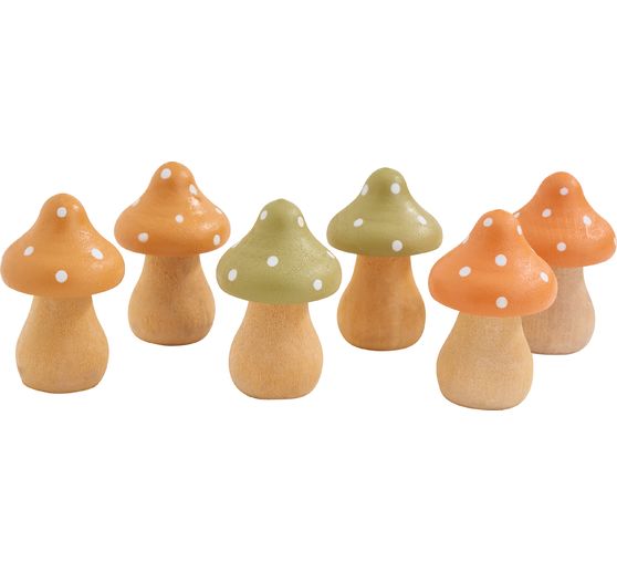 VBS Wooden toadstools, 6 pieces