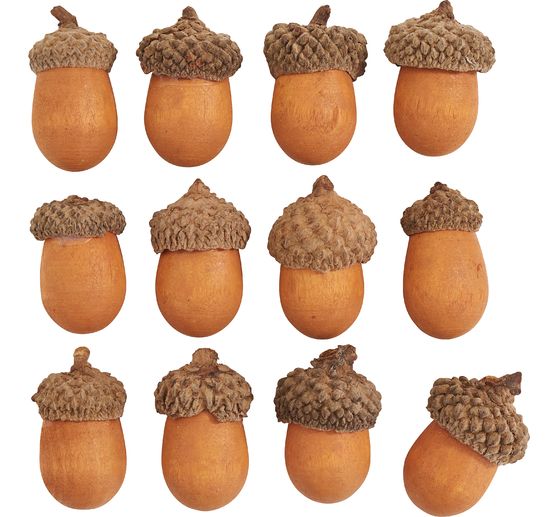 VBS Wooden acorns, 12 pieces