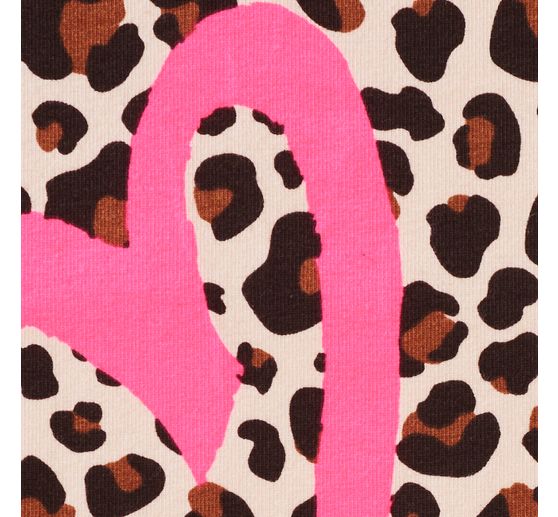 Sweat fabric Neon print "Leopard with heart"