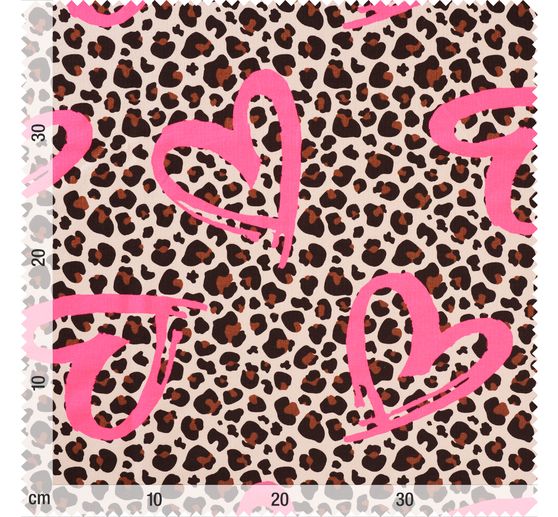 Sweat fabric Neon print "Leopard with heart"