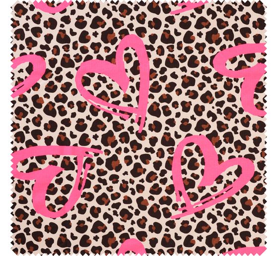 Sweat fabric Neon print "Leopard with heart"