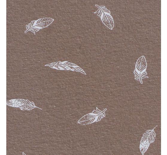 Jersey fabric "Feathers Taupe"