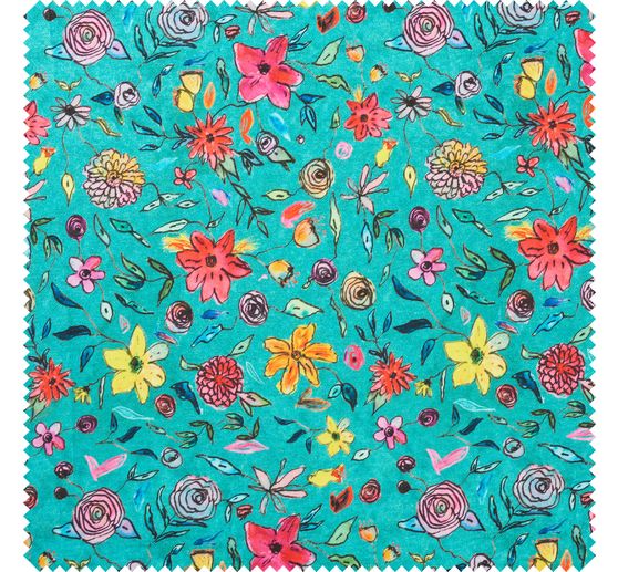 Polyester fabric "Floral Turquoise"