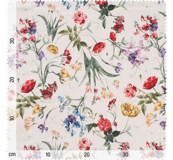 Lněná dekorativní tkanina "Letní květiny"