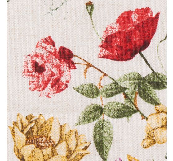 Lněná dekorativní tkanina "Letní květiny"