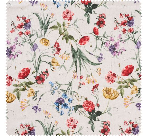 Lněná dekorativní tkanina "Letní květiny"