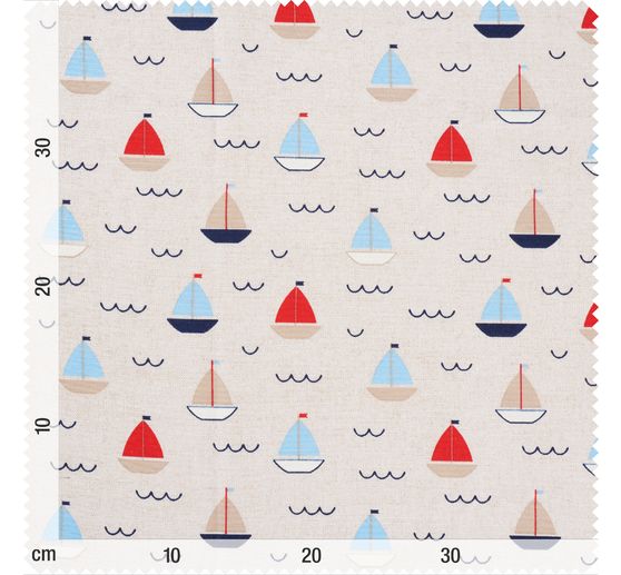 Decoration fabric linen optics "Sailboats"