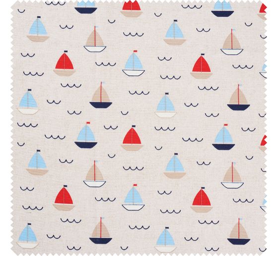Decoration fabric linen optics "Sailboats"