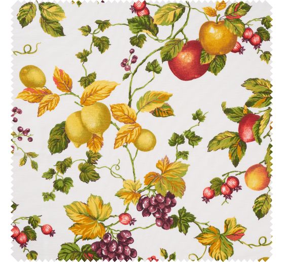 Decoration fabric linen optics "Fruit and leaves"