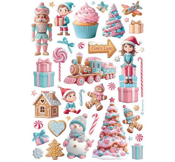 Motif straw silk assortment "Candy Christmas", set of 6