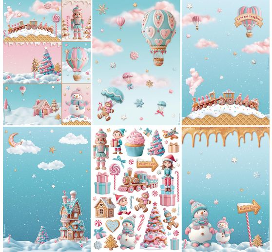 Motif straw silk assortment "Candy Christmas", set of 6