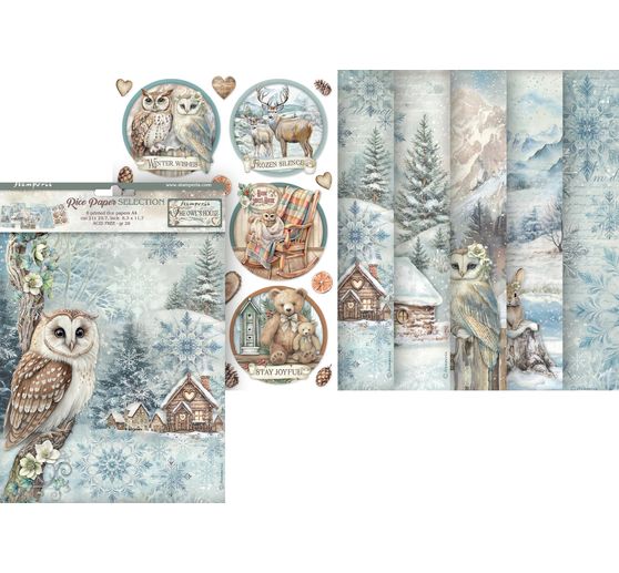 Řada slámového hedvábí s motivem "Soví dům