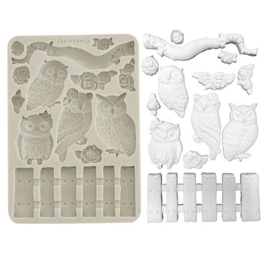 Silicone mould A5 "The Owl's House - Owls and Branch"