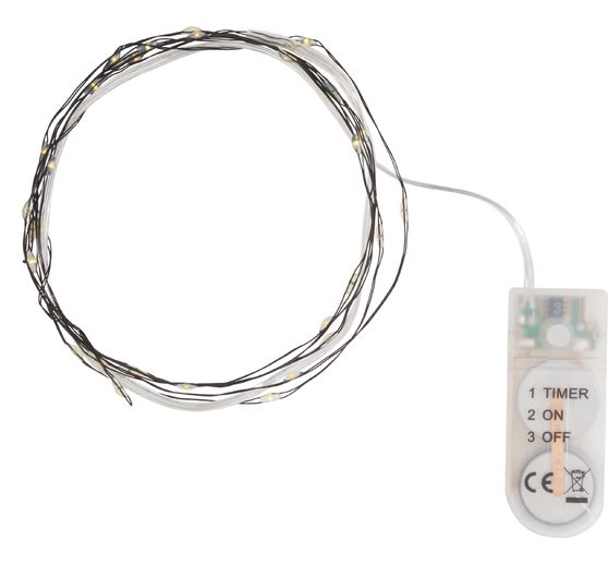 Micro LED chain of lights, with timer, black wire, 30 LEDs