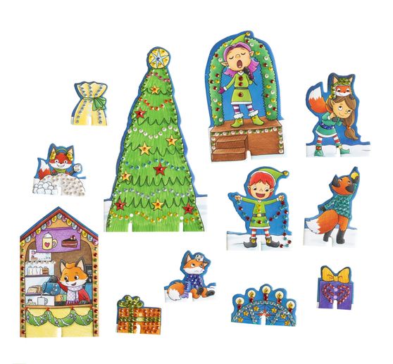 Kreativní sada "Diamond Painting - adventní kalendář Třpytivá vánoční vesnice"