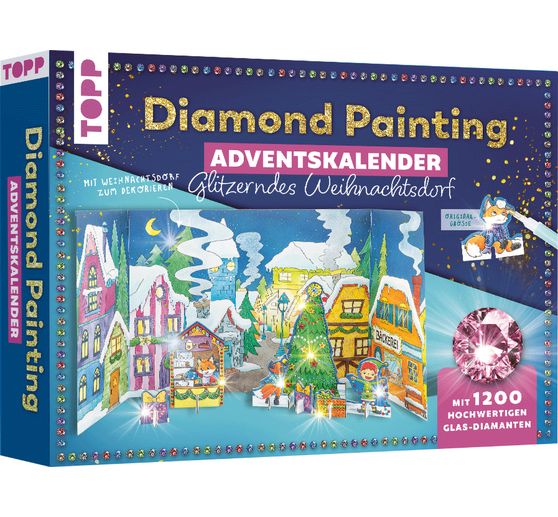 Kreativní sada "Diamond Painting - adventní kalendář Třpytivá vánoční vesnice"