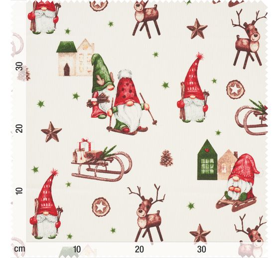 Motif fabric linen optics "Secret Santa world"