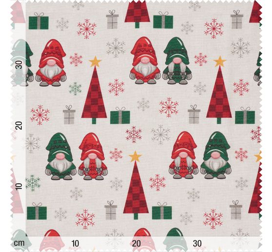 Decoration fabric linen optics "Gnomes and fir trees"
