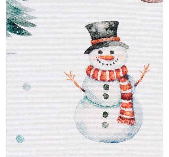 Decoration fabric linen optics "Snowman with sledge"