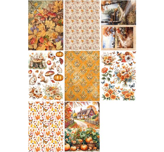 Slámová hedvábí s motivem sortiment "Ahoj podzime", sada 8 ks