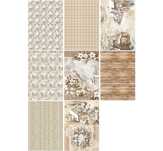 Slámová hedvábí s motivem sortiment "Winter Season", sada 8 ks