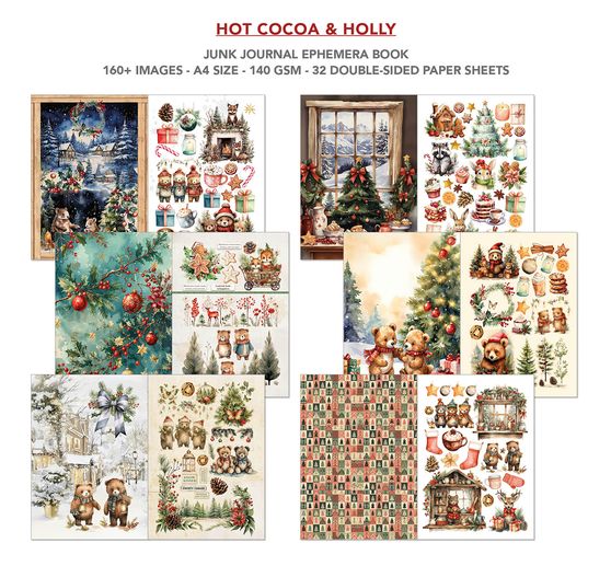 Junk Journal & Ephemera Book "Hot Cocoa & Holly"
