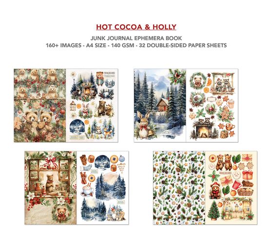 Junk Journal & Ephemera Book "Hot Cocoa & Holly"