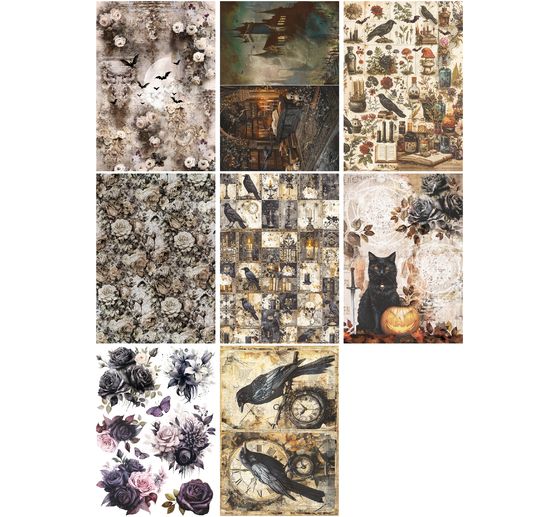 Motif straw silk assortment "Dark Akademia", set of 8