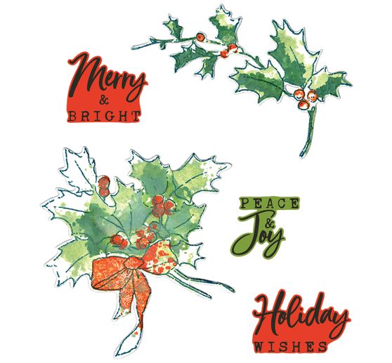 Výseková šablona Sizzix a Clear Stamps "Pencil Line Holly by 49 and Market"